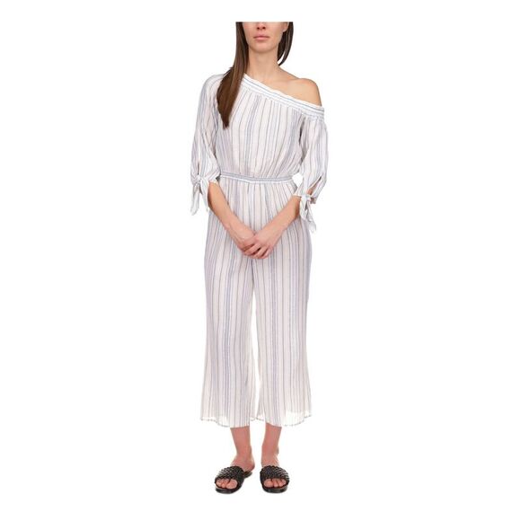 MICHAEL MICHAEL KORS Womens White Asymmetrical Neckline High Waist Jumpsuit S - Picture 1 of 4